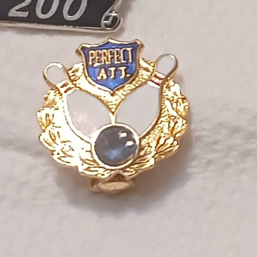 Vintage 1980s Perfect Attendance Bowling Lapel Collectible Pin - Picture 3 of 6